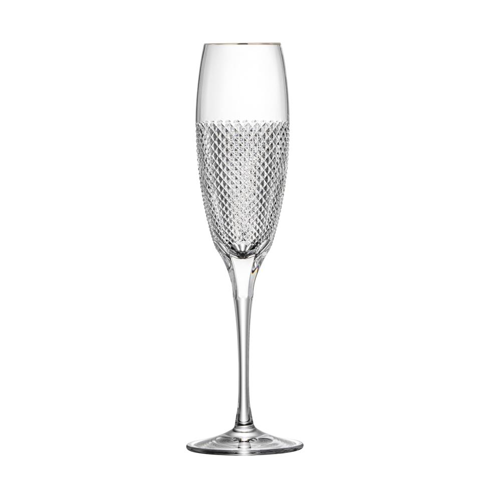 Champagne glass crystal Oxford platinum rim clear (25 cm)